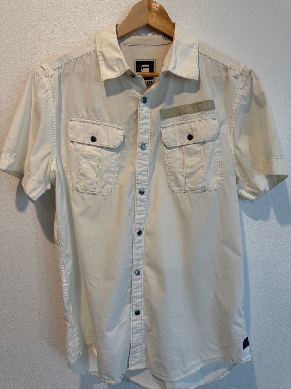 G-Star Short Sleeve Button-Down Shirt - Off-White